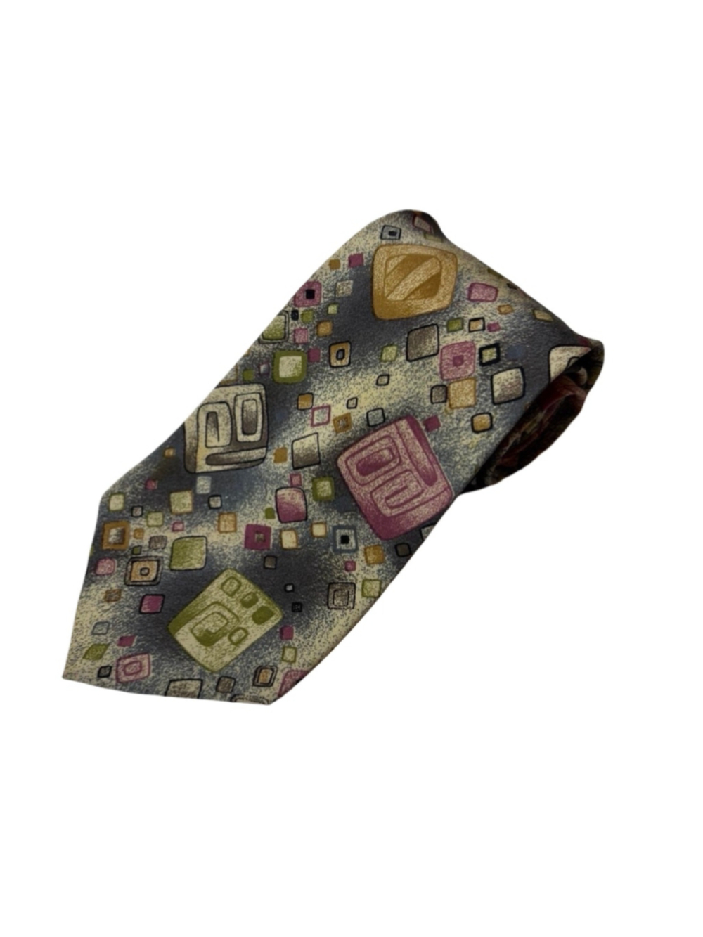 Vintage Christian Dior Monsieur necktie featuring an abstract geometric print wi